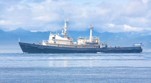 Rescue ship in the avacha bay of the pacific ocean
