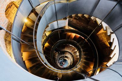 Directly below shot of spiral staircase in building