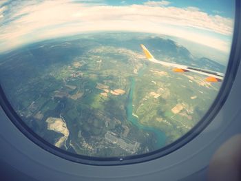 Aerial view of landscape seen from airplane