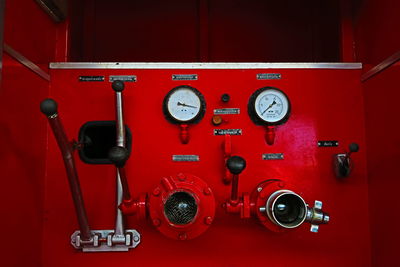 Close-up of red telephone booth