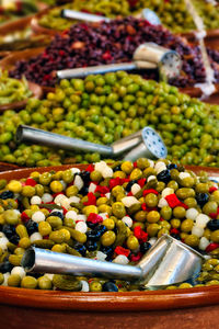 High angle view of fruits for sale in market