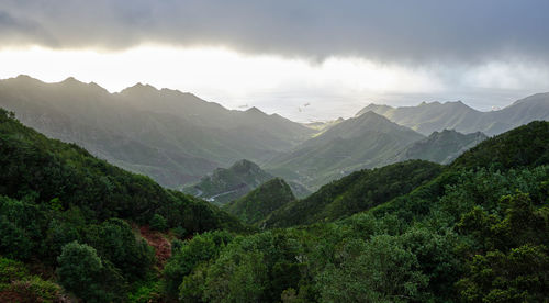 Anaga mountains with port - tenerife at background , canary islands, spain