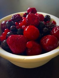 Close-up of strawberries in plate