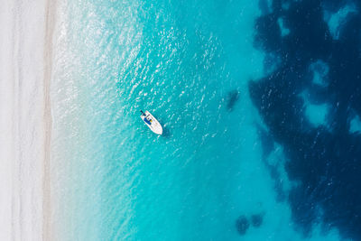 High angle view of person surfing in sea