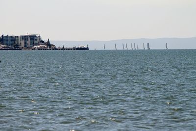 Scenic view of sea against clear sky