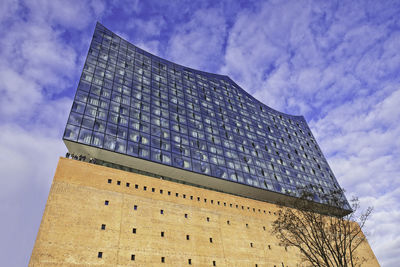 Low angle view of modern building against sky