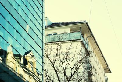 Low angle view of modern building against sky