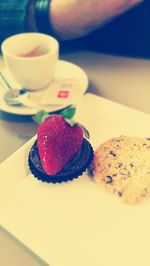 Close-up of dessert in plate on table