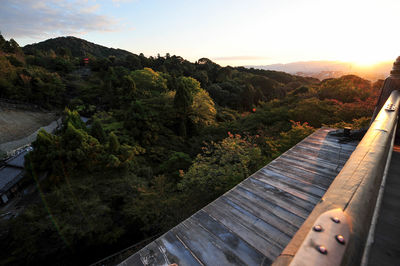 Scenic view of mountains against sky during sunset