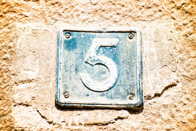 Close-up of old telephone on wall
