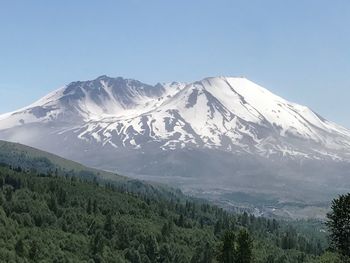 Scenic view of mountains against clear sky