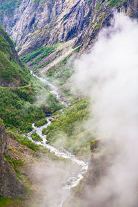 Waterfall voringfossen - the fourth highest peak in norway. hordaland, summer holiday in norway 