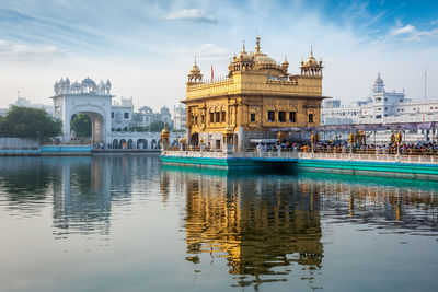 Reflection of buildings in water