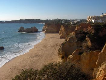 Scenic view of sea against clear sky