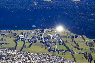 High angle view of townscape against sky