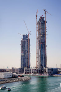 Dubai, uae, april 2019 the construction of high-rise buildings in dubai. 