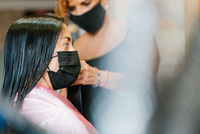 Full length rear view of woman