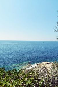 View of sea against blue sky