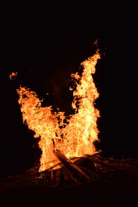 Close-up of bonfire at night