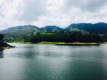 Scenic view of lake against sky