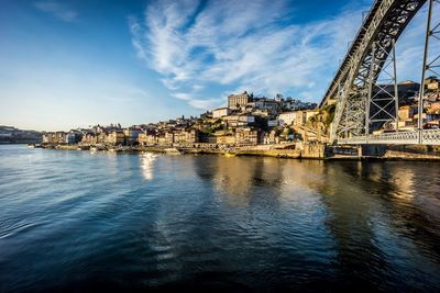 View of river with buildings in background