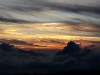 Scenic view of dramatic sky during sunset