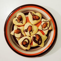 Directly above shot of food in plate on table