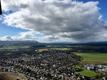 High angle view of townscape against sky