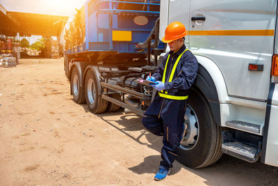 Man working in bus