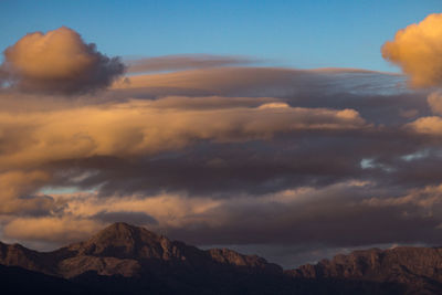 Low angle view of mountains against sky