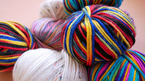 Close-up of colorful wools