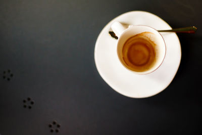 High angle view of coffee on table