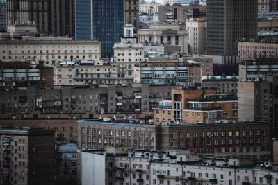 High angle view of buildings in city