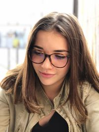 Close-up portrait of a young woman