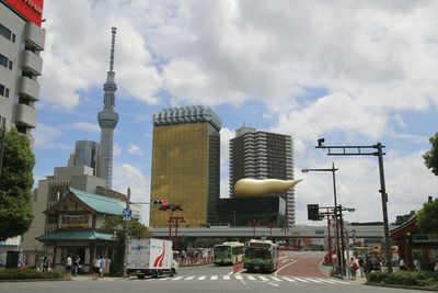 View of city against cloudy sky