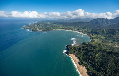 Aerial view of sea against sky