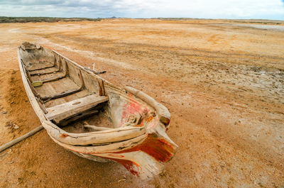 Wooden boat on landscape