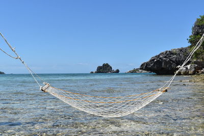 Scenic view of sea against clear sky