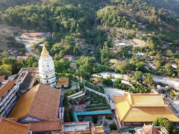 Aerial view kek lok si temple and green scenery.