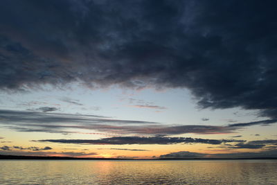 Scenic view of sea against dramatic sky