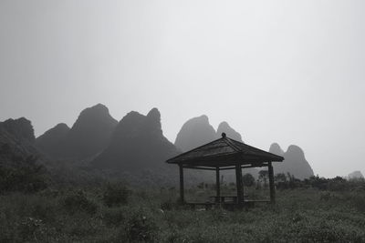 Gazebo on mountain against clear sky in asia 