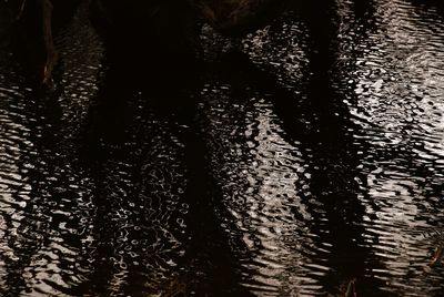 Full frame shot of wet rippled water at night