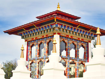 Low angle view of temple building against sky