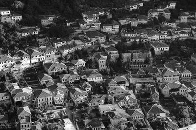 High angle view of buildings in city