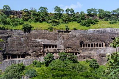 Temple on mountain against sky