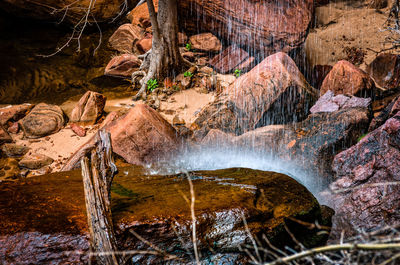 Close-up of water flowing through rocks