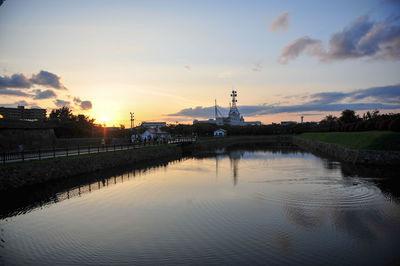 Scenic view of sea at sunset