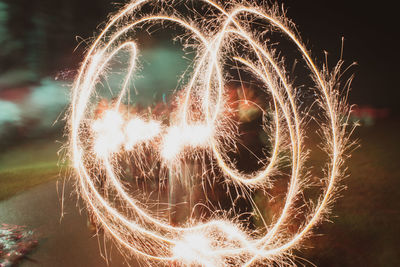 Firework display at night