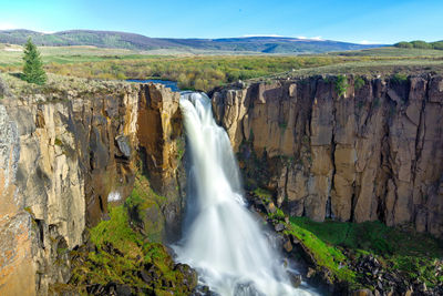 Scenic view of waterfall