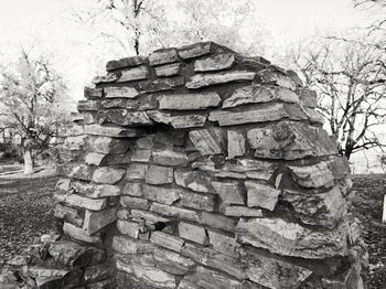 Close-up of stack of logs